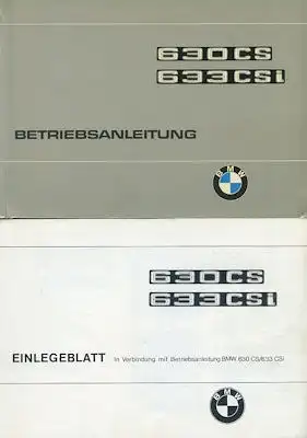 BMW 630CS 633CSi Bedienungsanleitung 11.1976