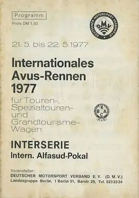 Programm AVUS 21./22.5.1977