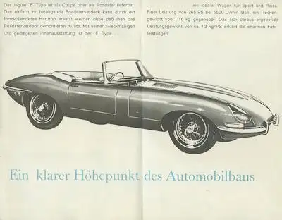 Jaguar E Type Serie 1 Prospekt 1961