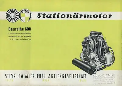Steyr-Puch 600 Stationärmotor Prospekt 1960er Jahre