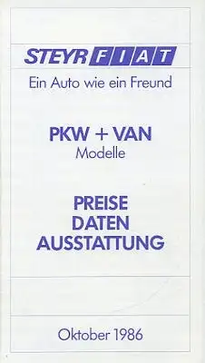 Steyr Fiat Preisliste 10.1986
