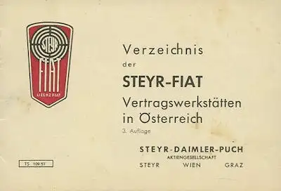Steyr Fiat Verzeichnis der Vertragswerkstätten 6.1957