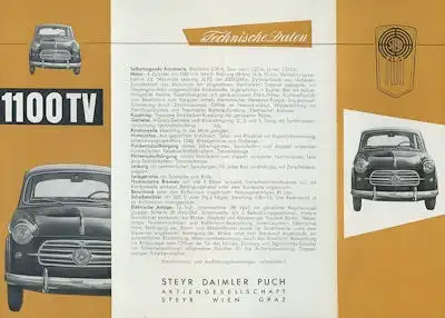 Steyr Fiat 1100 TV Prospekt ca. 1953