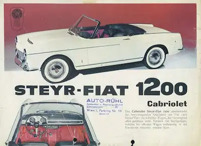 Steyr Fiat 1200 Cabriolet Prospekt ca. 1958