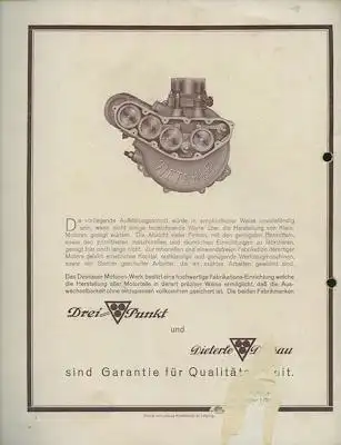 Dieterle FEM Dreipunkt Einbaumotor Prospekt 1922