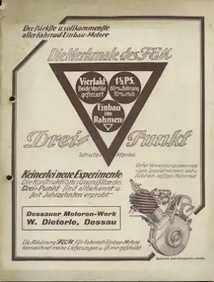 Dieterle FEM Dreipunkt Einbaumotor Prospekt 1922