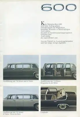 Mercedes-Benz 600 Zubehör Prospekt 12.1970