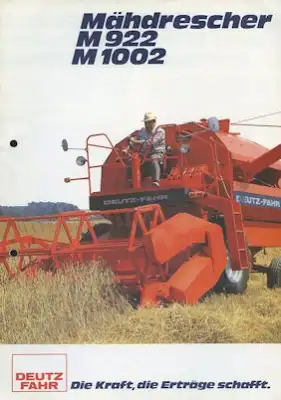 Deutz-Fahr M 922 1002 Mähdrescher Prospekt 1980er Jahre