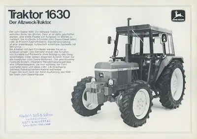 John Deere Traktor 1630 Prospekt 1.1978