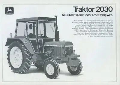 John Deere Traktor 2030 Prospekt 9.1975