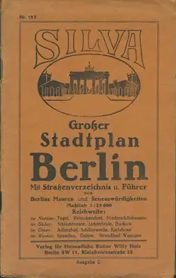 Silva Verlag Berlin Großer Stadtplan von Berlin 1930er Jahre