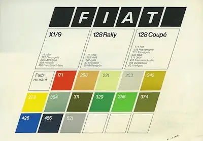 Fiat X1/9 128 Rally 128 Coupé Farben ca. 1973