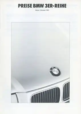 BMW 3er Limousine Preisliste 10.1991