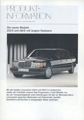 Mercedes-Benz W 124 lang Version Produkt-Information 10.1989