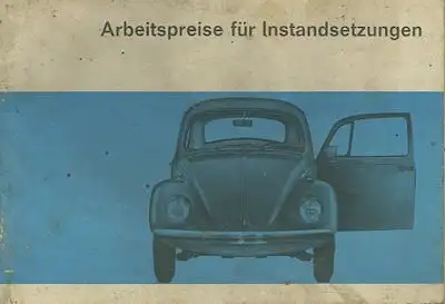 VW Arbeitspreise für Instandsetzung 8.1968