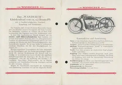 Wanderer Kleinkraftrad 184 ccm Prospekt 4.1928