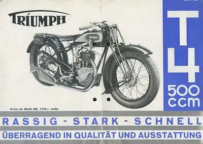 Triumph Modell T 4 Prospekt brochure ca. 1928