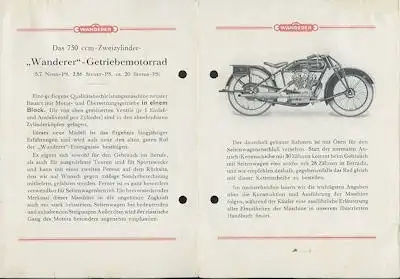 Wanderer Zweizylinder-Modell 750 ccm 20 PS Prospekt 1.1928