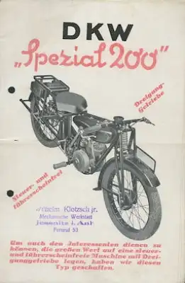 DKW Spezial 200 Prospekt 1929