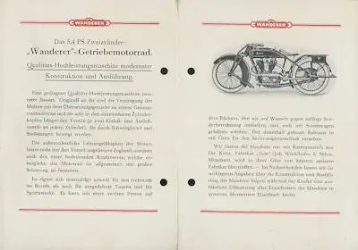 Wanderer Zweizylinder Modell 5,4 PS Prospekt 10.1926