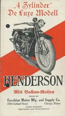 Henderson 4 Zylinder de Luxe Prospekt ca. 1928