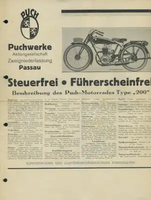 Puch 200 Prospekt ca. 1928