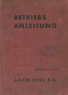 Opel 2,0Ltr. Bedienungsanleitung 1935