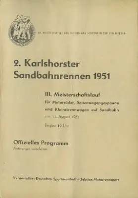 Programm Sandbahnrennen Berlin-Karlshorst 11.8.1951