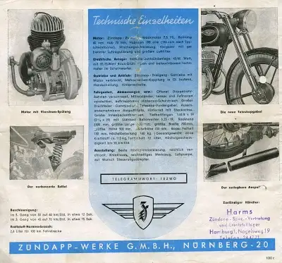 Zündapp DB 201 Prospekt ca. 1951