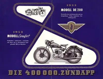 Zündapp 400 000 Motorräder Prospekt 1953