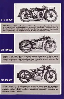 Zündapp 400 000 Motorräder Prospekt 1953