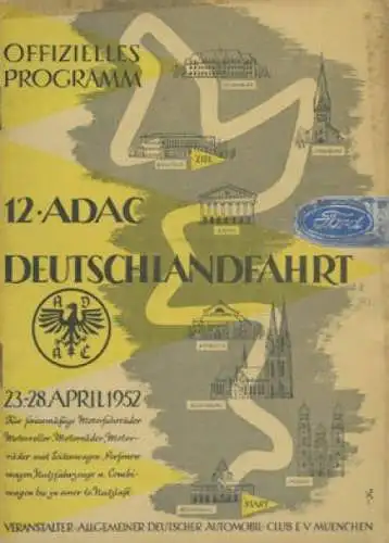 Programm 12. ADAC Deutschlandfahrt 23.-28.4.1952