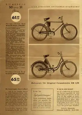 Stricker Fahrrad Programm 1939