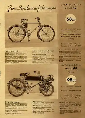 Stricker Fahrrad Programm 1939