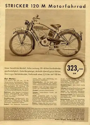 Stricker Fahrrad Programm 1939