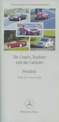 Mercedes-Benz Coupé, Roadster und Cabriolet Preisliste 1.2000