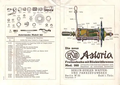 BSW Freilaufnabe mit Rücktritt Prospekt 11.1937