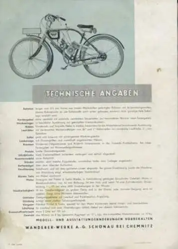 Wanderer Chrom-Motorfahrrad Prospekt 3.1931