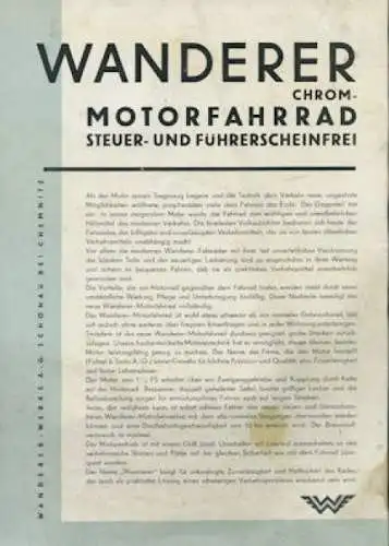 Wanderer Chrom-Motorfahrrad Prospekt 3.1931