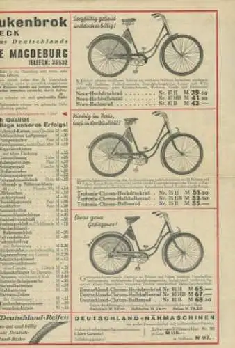 Stukenbrok Fahrrad Prospekt 1930er Jahre