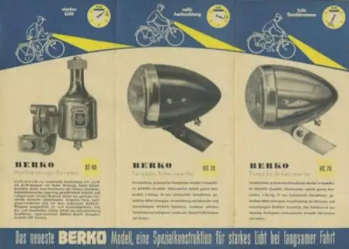 Berko Fahrrad Licht Prospekt 1950