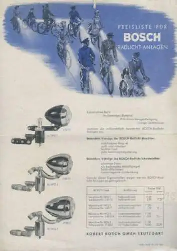 Bosch Radlicht Prospekte 1950er Jahre