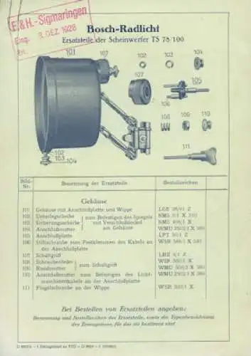 Bosch Radlicht ca. 1929