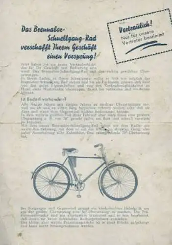 Brennabor Schnellgang Fahrrad Prospekt 3.1936