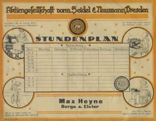 Seidel & Naumann Stundenplan 1926