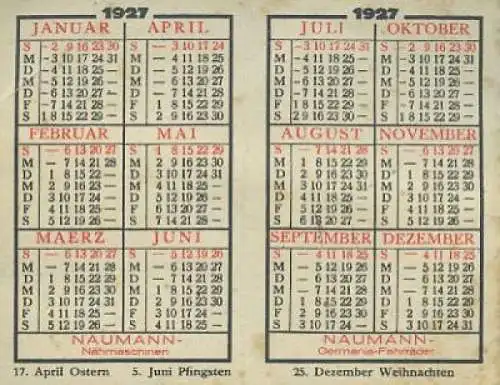 Seidel & Naumann Taschen-Kalender 1927