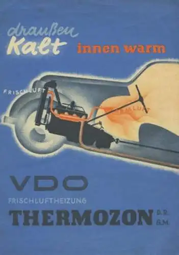 VDO Frischluftheizung Thermozon Prospekt 1930er Jahre