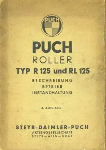 Puch Roller R / RL 125 Bedienungsanleitung ca. 1953