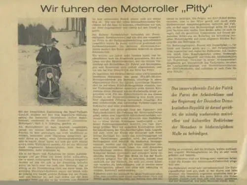 Zeitungsbeilage einer DDR-Zeitung 1954