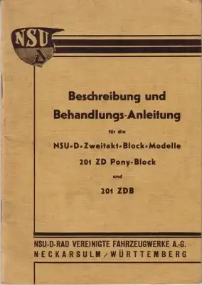 NSU ZD / ZDB 201 Bedienungsanleitung 8.1936